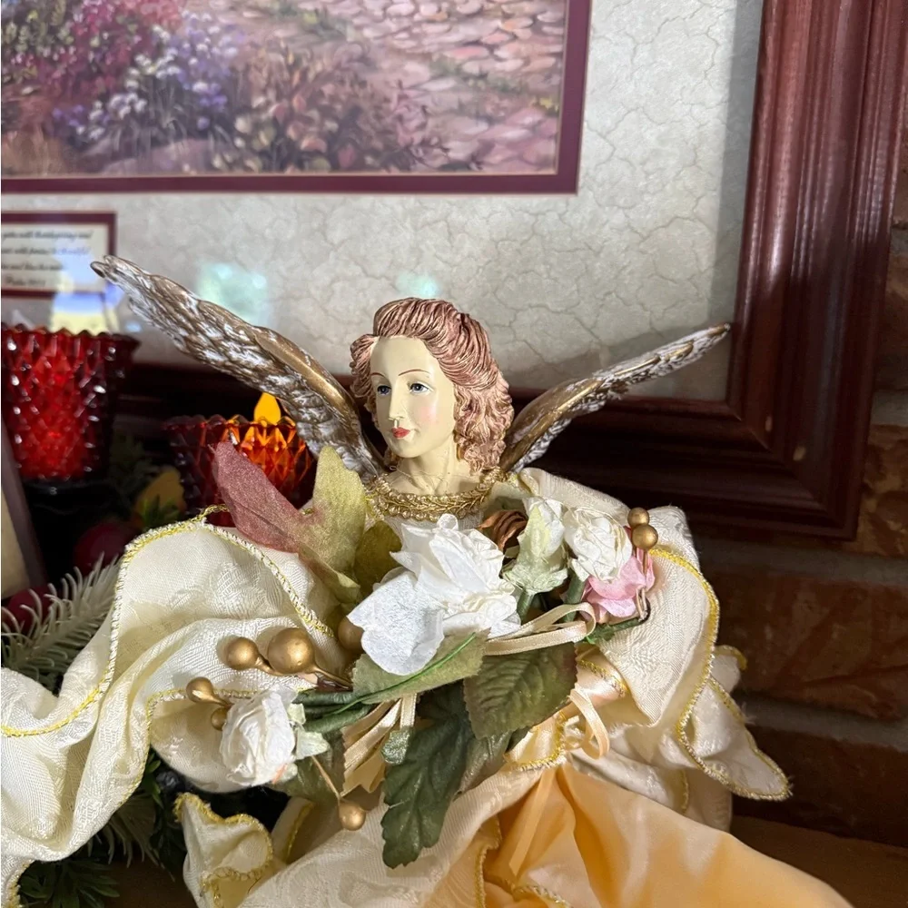 Vintage 1993 Large Porcelain Elegant Cream and Gold Angel Figurine